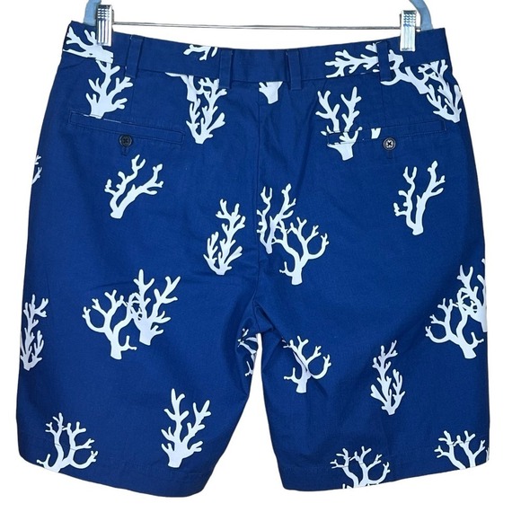 Brooks Brothers Navy & White Bermuda Shorts with Coastal Coral Print Size 36 - Picture 7 of 12